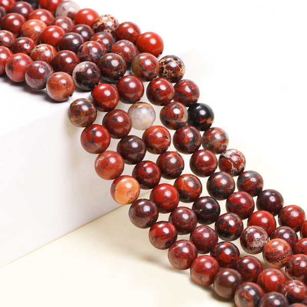 Natural Red Jasper Beads, Natural Color, 4/6/8/10/12mm, 1 Strand, MBGEJAS002