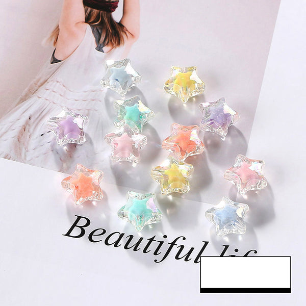 Star-shaped Plated Colorful Acrylic Bead With Inner Bead, 100g/500g, MBAC6005