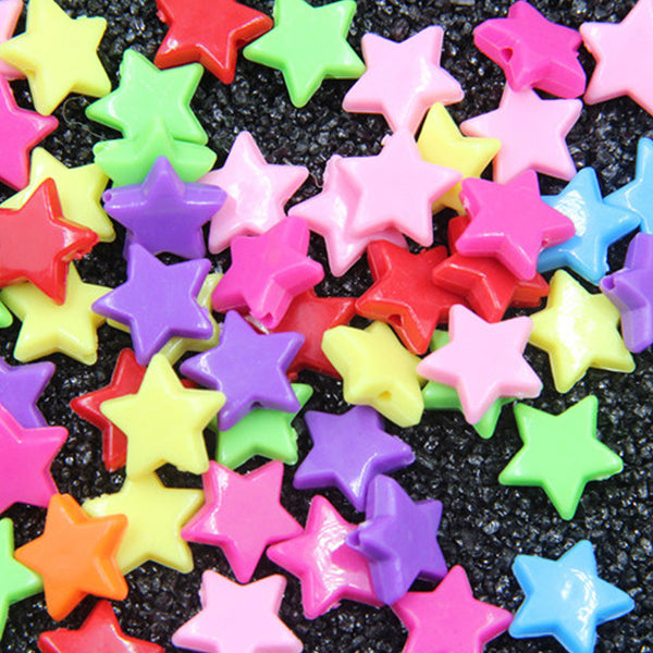 Star-shaped Solid Color Acrylic Beads, 500g, MBAC1087