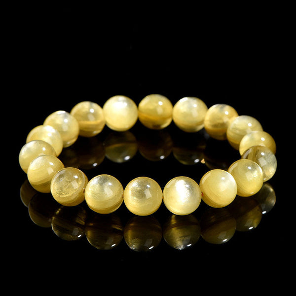 Bracelete de Lepidolito Amarelo Natural, 11/13/14/15/16/17/18mm