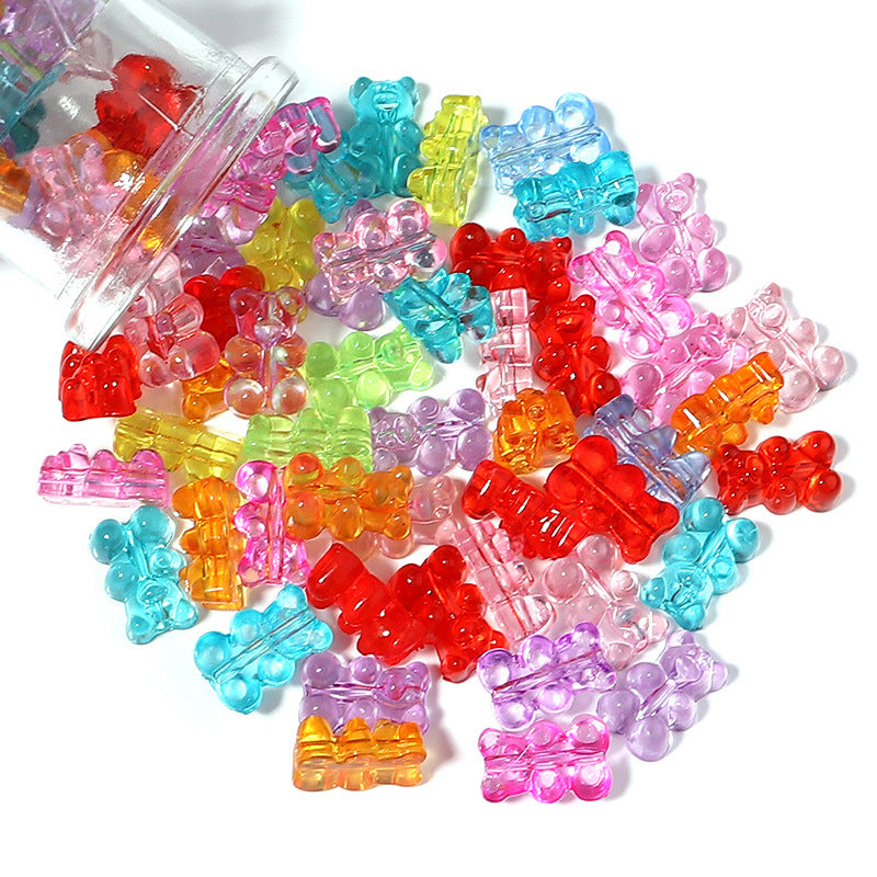 100g/500g, Vertically Perforated Bear Transparent Acrylic Beads, MBAC2073
