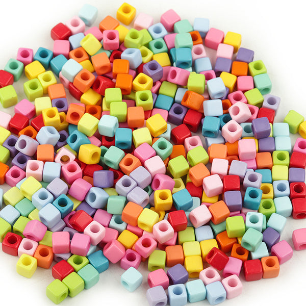 100Pieces, Cube Solid Color Acrylic Beads, MBAC1112