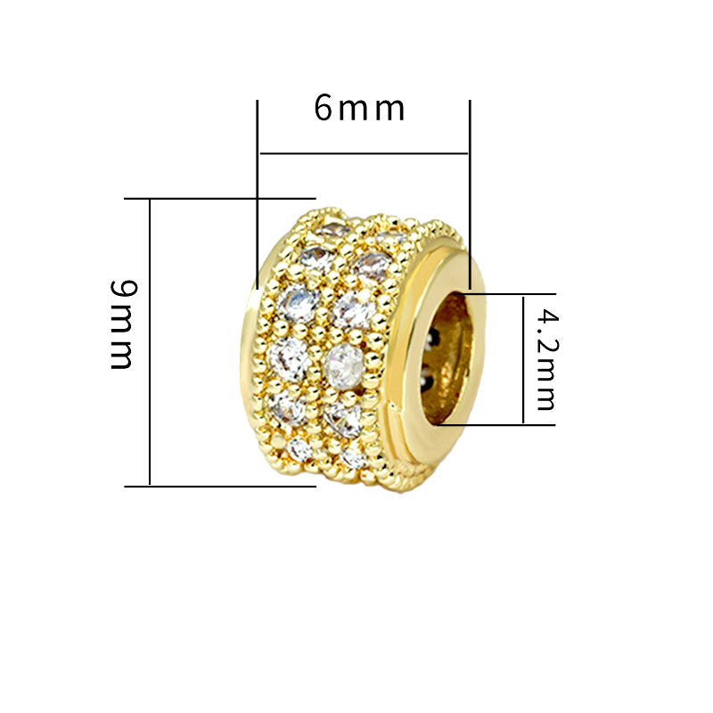 Brass Spacer Beads With Inlaid Cubic Zirconia, 1Piece, MFSP085
