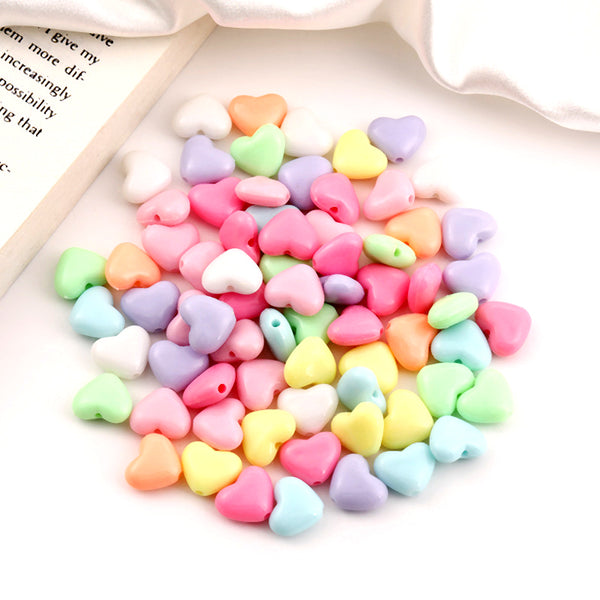 Heart Shaped Acrylic Beads, 500g, MBAC1011