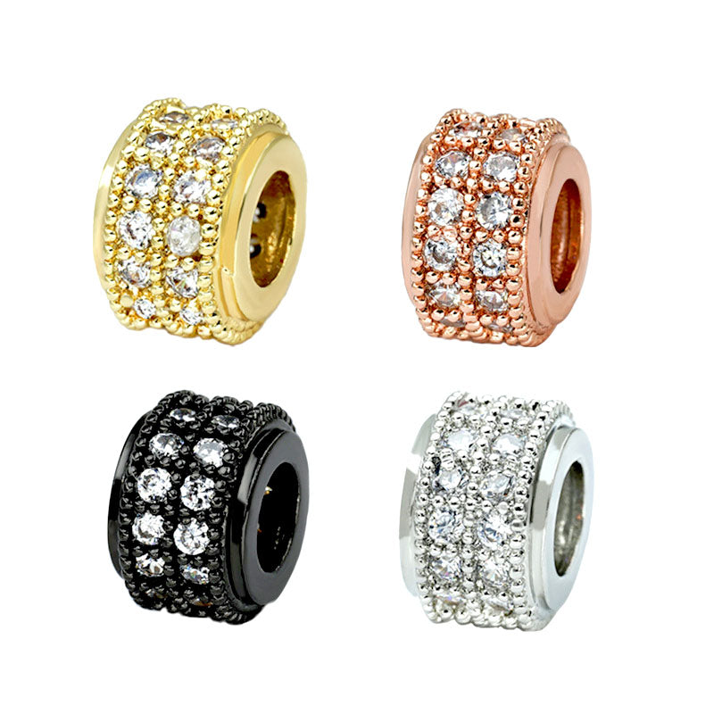 Brass Spacer Beads With Inlaid Cubic Zirconia, 1Piece, MFSP085