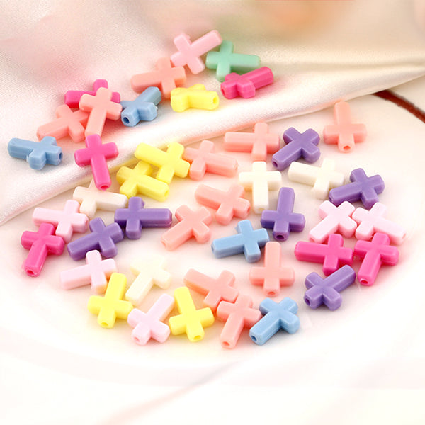 Cross Acrylic Beads, 500g, MBAC1009