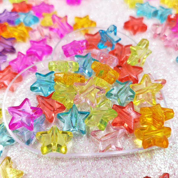 Star-shaped Transparent Acrylic Beads, 500g, MBAC2005