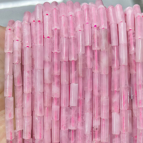 Natural Rose Quartz Tubes, 4*13mm, 1 Strand, MBGEROQ022