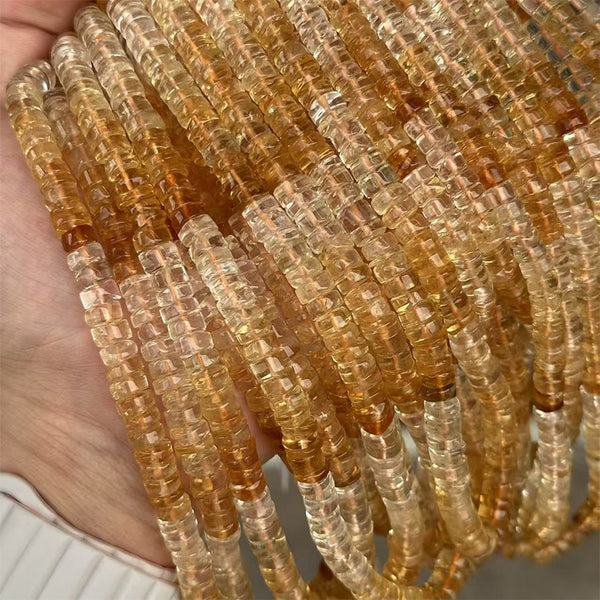Gradient Natural Citrine Round Spacer Beads, 1 Strand, Heat-treated, MBGECIT035