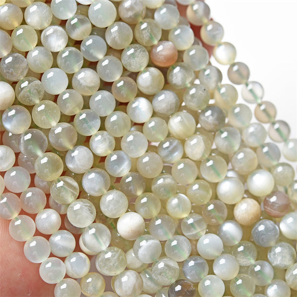 Natural Light Yellow Moonstone Beads, Natural Color, 6/8/10mm, 1 Strand, MBGEMOO007