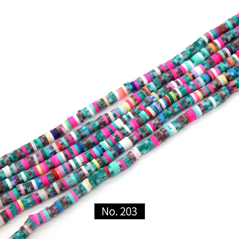 4mm Polymer Clay Beads, 1 Strand, MBCL1007, No.201-210
