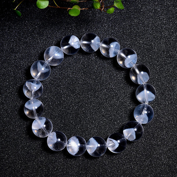 Natural White Pyramid Clear Quartz Bracelet, 8/10/12mm