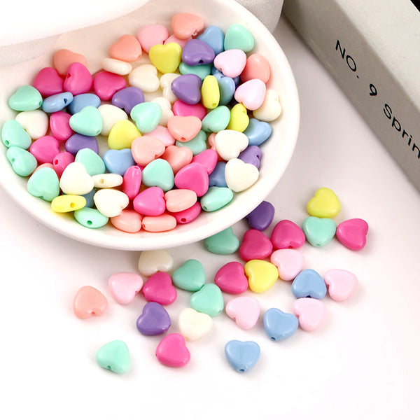 Heart Shaped Acrylic Beads, 12mm, 500g, MBAC1002