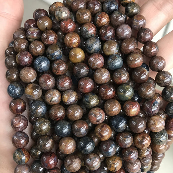 Pietersite naturale estratta, perline rotonde, 6/8/10mm, 1 filo