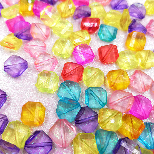 Rhombus Transparent Acrylic Beads, 500g, MBAC2007