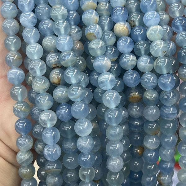 Natural Blue Calcite Beads, Natural Color, 6/8/10mm, 1 Strand, MBGECAL002