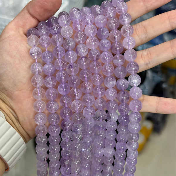 Natural Bolivian Amethyst Round Beads, 8/10/12/14mm, 1 Strand, MBGEAME029