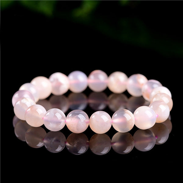 Natural Cherry Blossom Agate Bracelet, 7/8/9/10/11/12mm