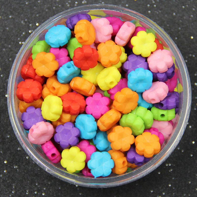 Flower Frosted Acrylic Beads, 100g/500g, MBAC7025