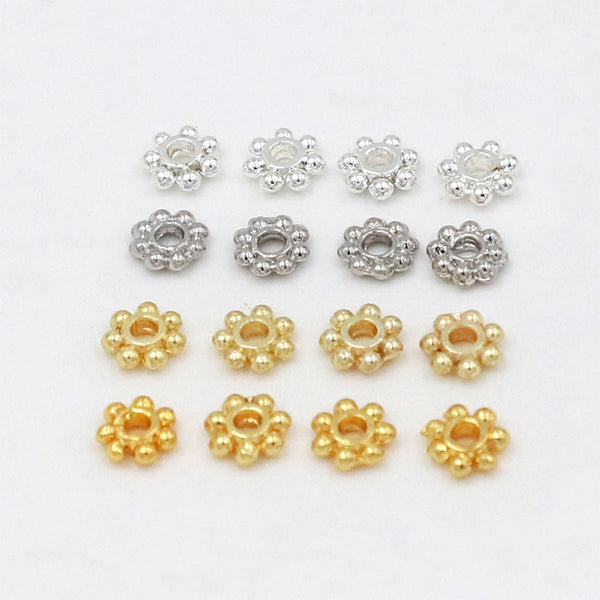 Flower-Shaped Metal Spacer Beads, 4/5/6mm, 100pieces, MFSP1043