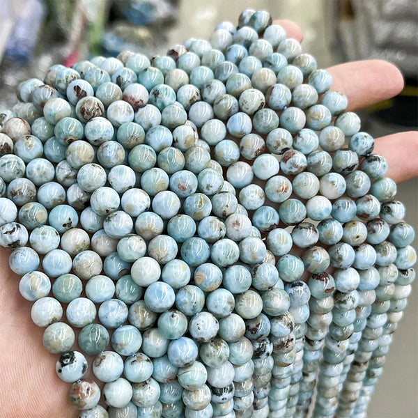 Natural Larimar Beads, Natural Color, 6/8mm, 1 Strand, MBGELAR002