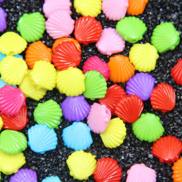 Shell-shaped Solid Color Acrylic Beads, 500g, MBAC1079