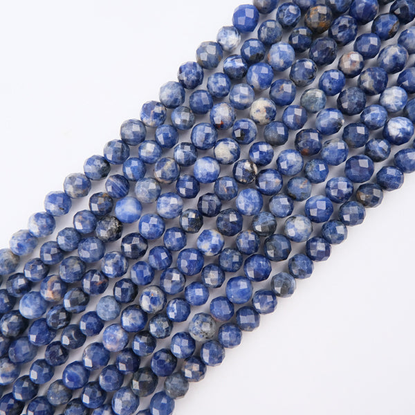 Natural Faceted Sodalite Beads, Natural Color, 6/8mm, 1 Strand, MBGESOD008