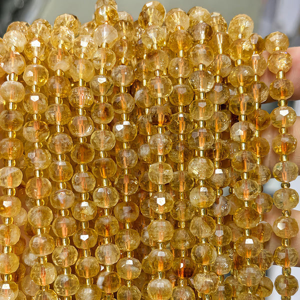 Natural Faceted Flat Round Citrine Beads, 5*8mm, 1 Strand, MBGECIT006