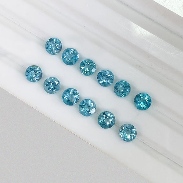Round Blue Apatite Faceted Gem, Heat Treated, Eye Clean, 1 Piece, MFFG2203