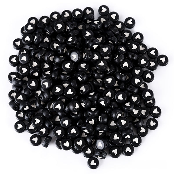 Beads Acrílicos com Padrão de Coração Redondo, 4*7mm, 500g, MBAC4113