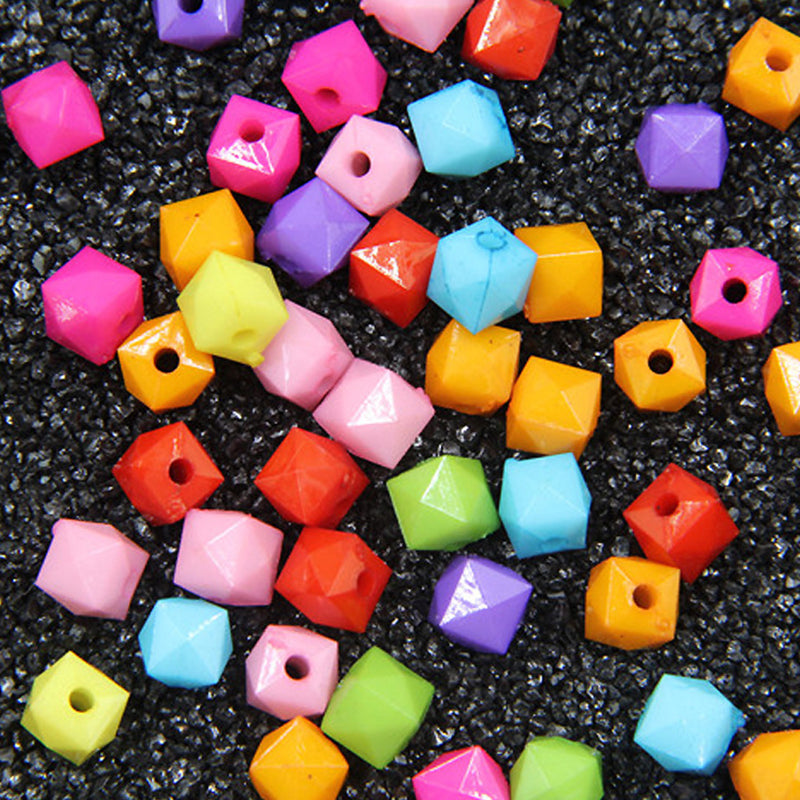 Cube Solid Color Acrylic Beads, 100g/500g, MBAC1080