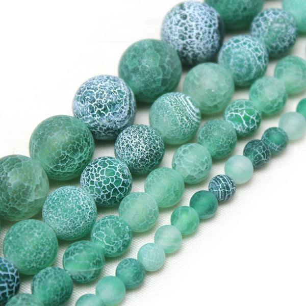 Green Weathered Agate Beads, 4/6/8/10/12mm, Dyed, 1 Strand, MBGEAGA047