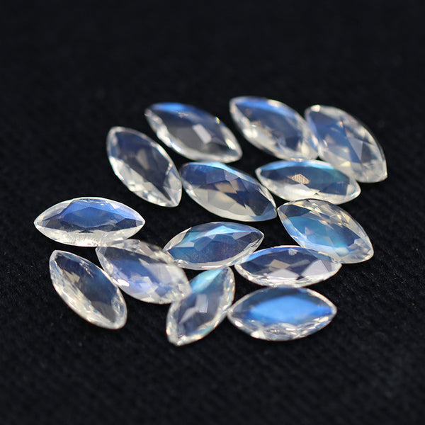 Marquise Cut Moonstone Faceted Gem, Natural Color, Strong Blue Sheen, 1 Piece, MFFG1703
