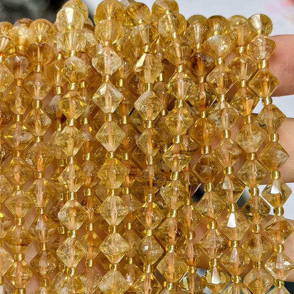 Natural Faceted Rhombus Citrine Beads, 8mm, 1 Strand, MBGECIT004