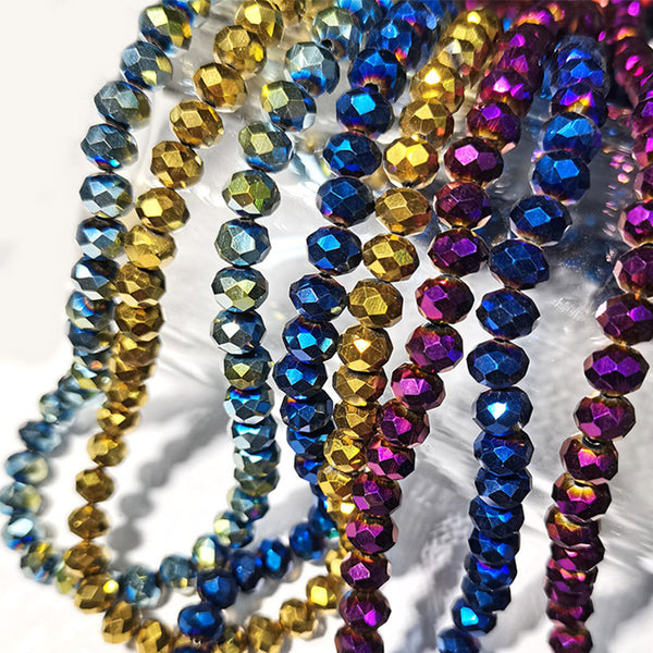 4-10mm Oblate Electroplated Faceted Crystal Beads, 1 Strand, No.1-20, MBGL2005