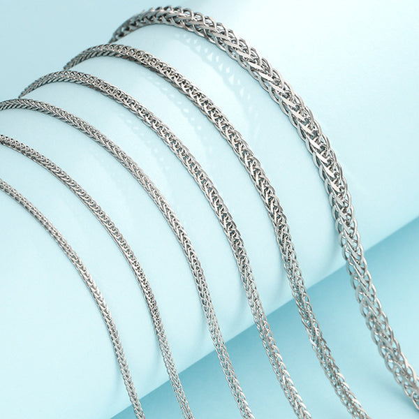 925 Sterling Silver Wheat Chain Necklace, 1 Piece, FNSI1003