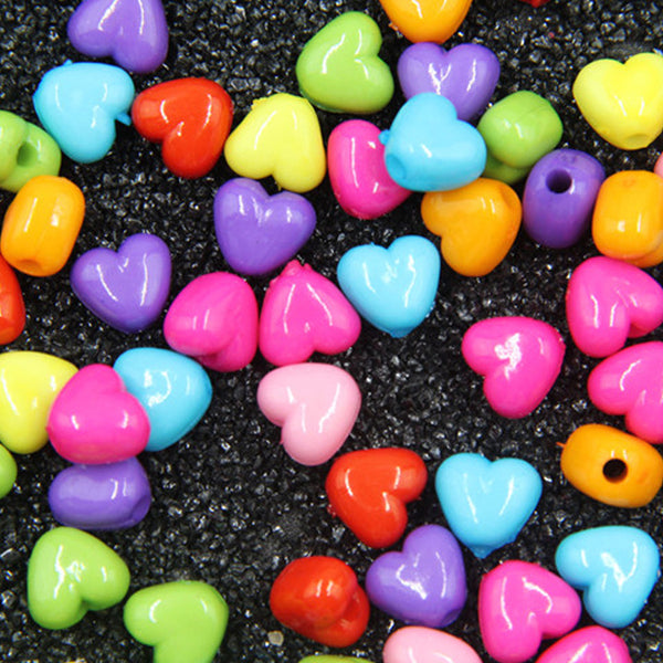 Heart-shaped Solid Color Acrylic Beads, 500g, MBAC1096