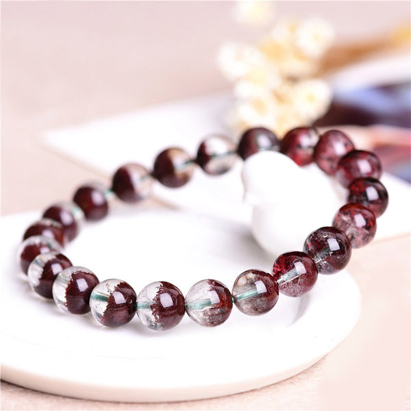 Natural Dark Red Phantom Quartz Bracelet, 7/8/10/11mm