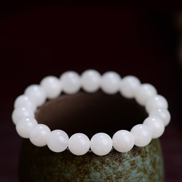 Natural White Hetian Jade Bracelet, 6/8/10mm