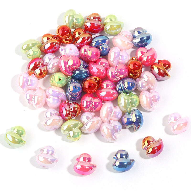 10 Pieces, Duck Plated Colorful Acrylic Beads, MBAC6082