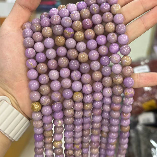 Natural Lepidolite Beads, Natural Color, 6/8/10/12mm, 1 Strand, MBGELEP004