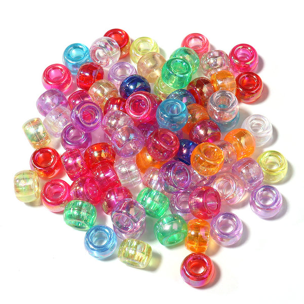 Circular Transparent Plated Colorful Acrylic Beads, 500g, MBAC6023