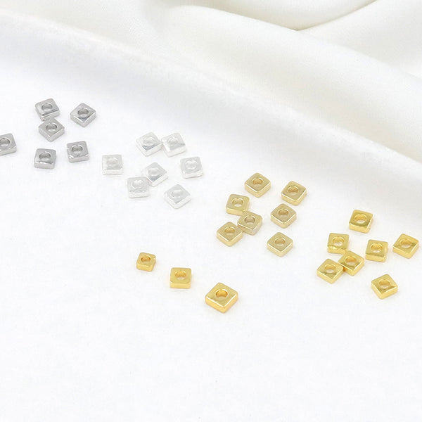 Square Brass Spacer Beads, 2/2.5/3mm, 100pieces, MFSP1013