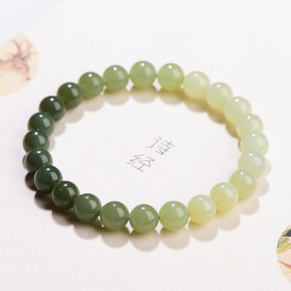 Natural Gradient Hetian Jade Bracelet, 6/8mm