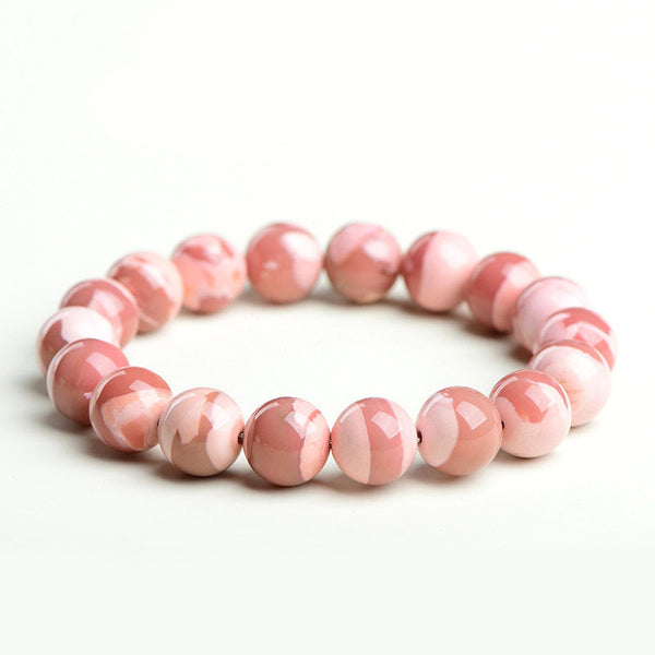 Bracelet en opale rose naturel bicolore, 9/10/11mm