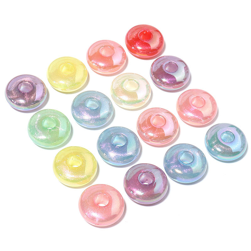 10 Pieces, Wheel-shaped Plated Colorful Acrylic Beads, MBAC6055