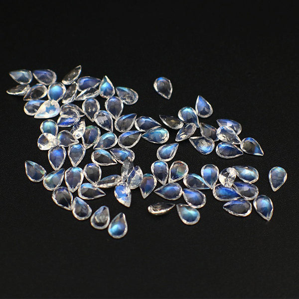 Pear Moonstone Faceted Gem, Natural Color, Strong Blue Sheen, 1 Piece, MFFG1701