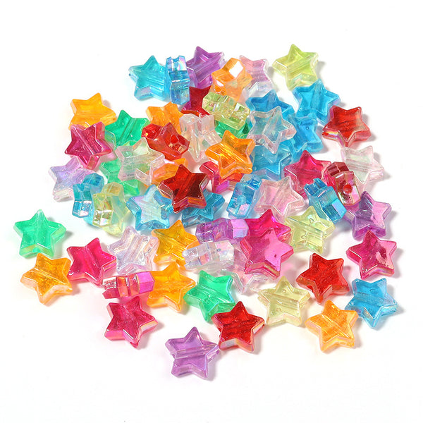 Star Transparent Plated Colorful Acrylic Beads, 500g, MBAC6020