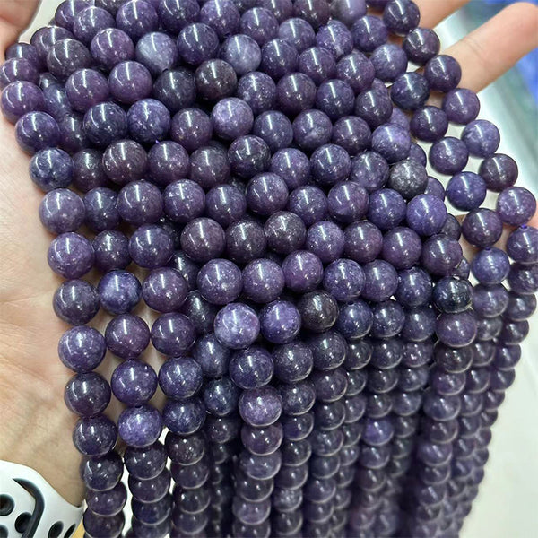 Natural Lepidolite Beads, Natural Color, 10mm, 1 Strand, MBGELEP003