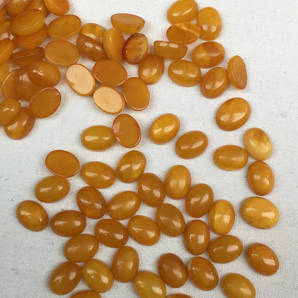 Natural Beeswax Amber Oval Cabochons, Heat Treated, 1 Piece, MFCA0502